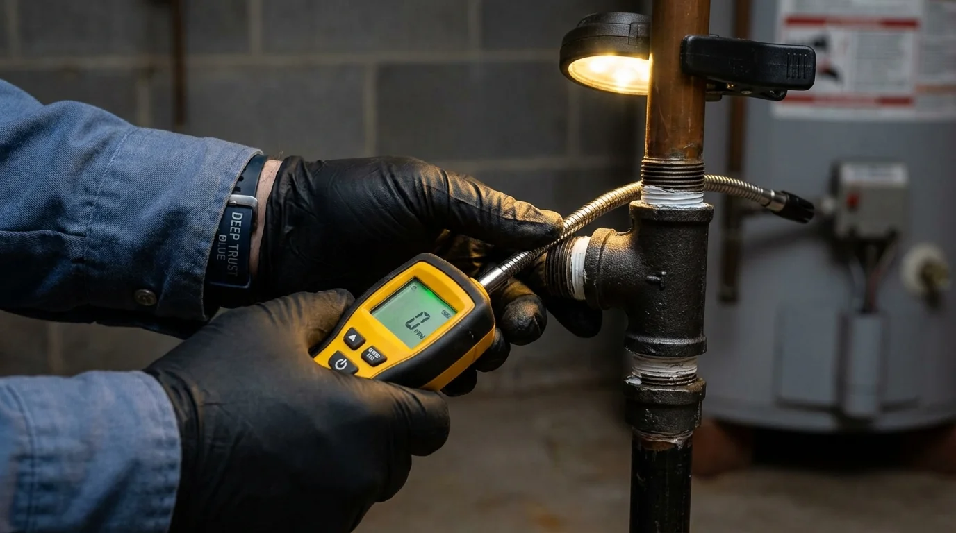 Gas leak detection with electronic sniffer by Johns Plumbing LLC in Rothschild