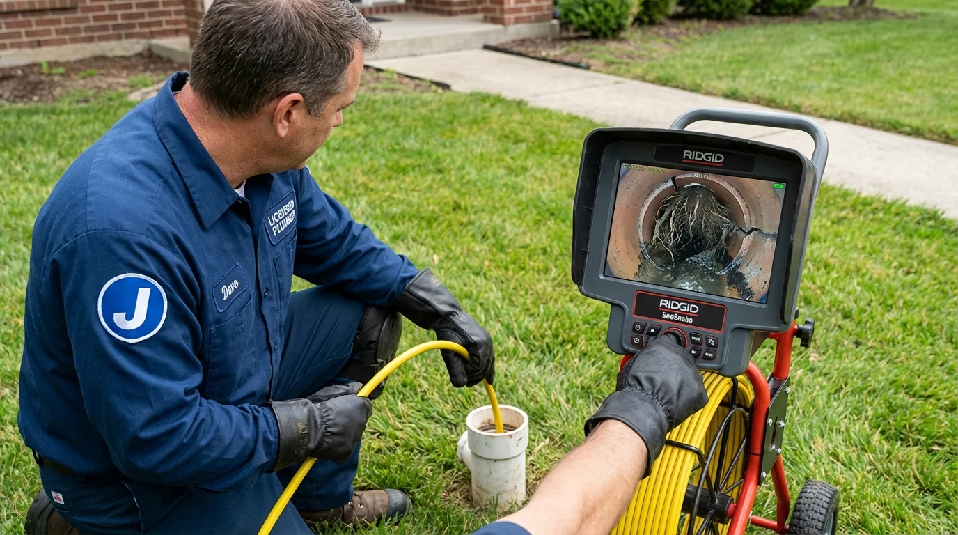 Sewer camera inspection being performed by Johns Plumbing LLC in Rothschild